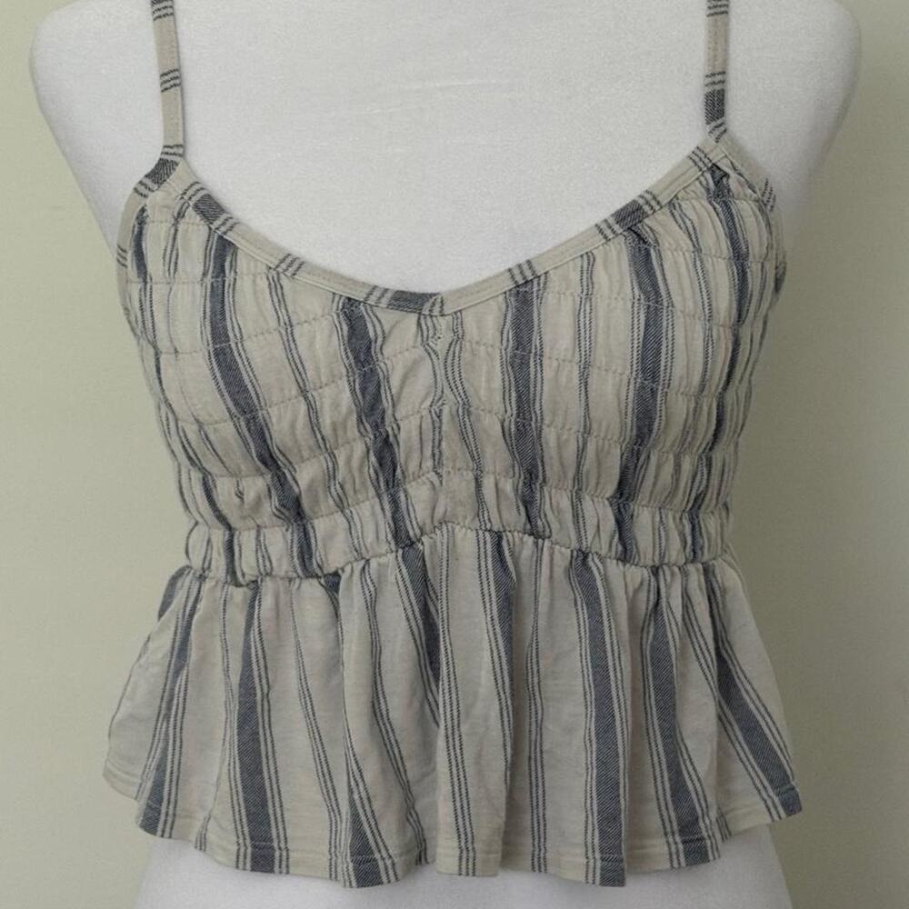 Blue and White Smocked Cropped Top